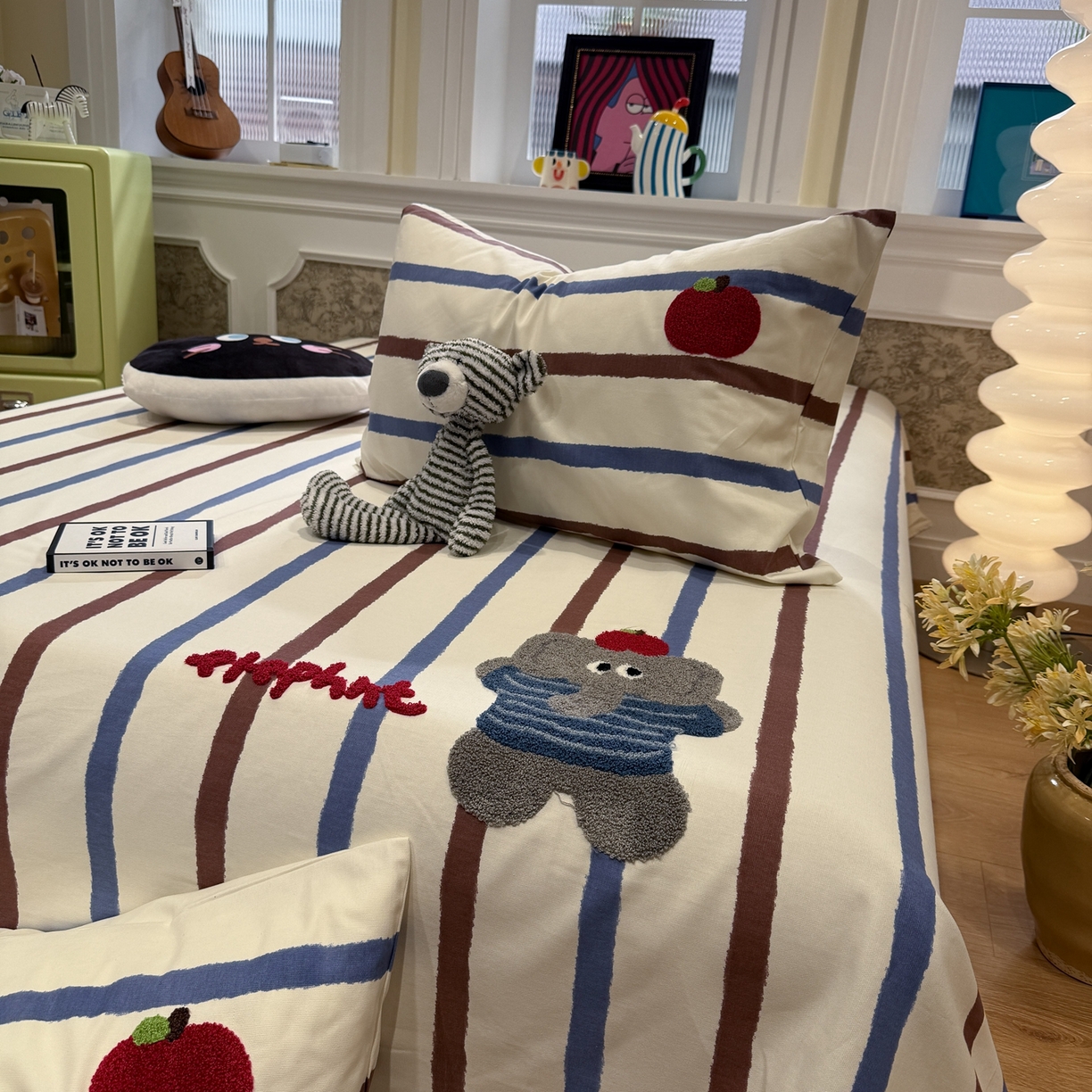 91家纺网 家纺一手货源 找家纺 觅糖家纺 2026新款大版卡通毛巾绣老粗布凉席席子系列 调皮小象