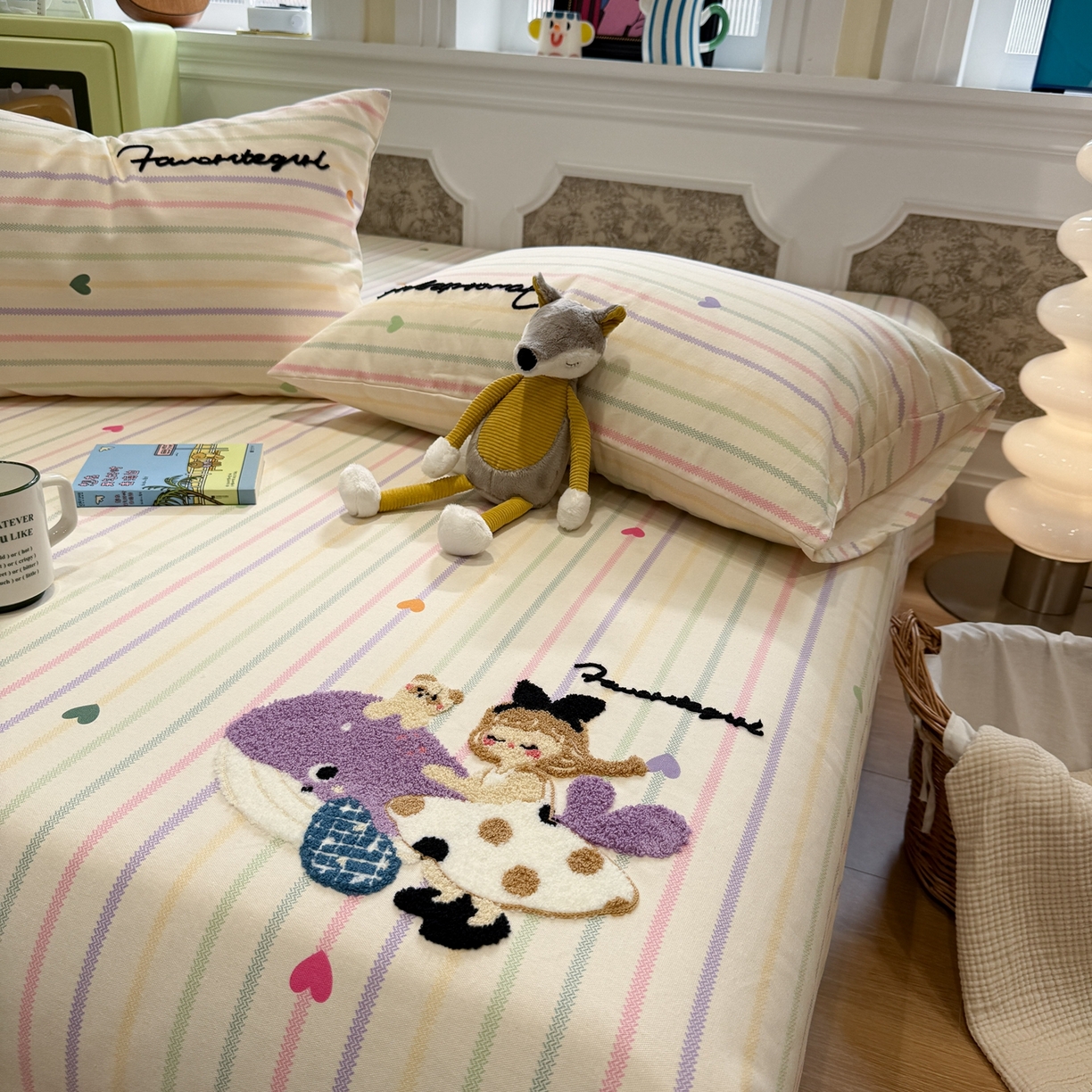 91家纺网 家纺一手货源 找家纺 觅糖家纺 2026新款大版卡通毛巾绣老粗布凉席席子系列 好梦少女