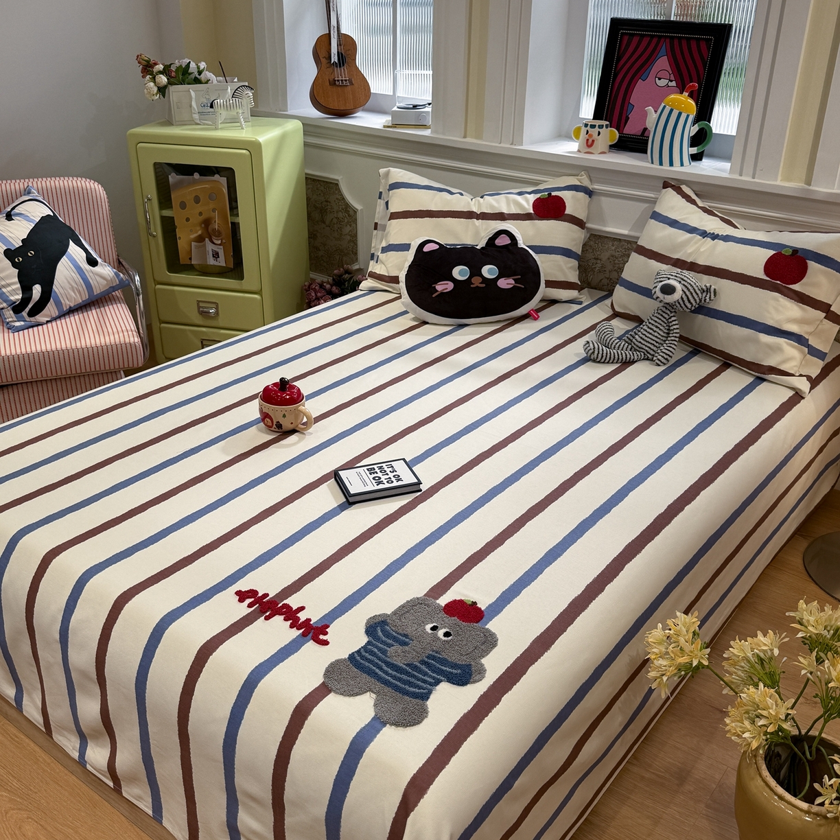 91家纺网 家纺一手货源 找家纺 觅糖家纺 2026新款大版卡通毛巾绣老粗布凉席席子系列 调皮小象