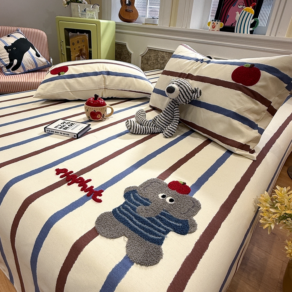 91家纺网 家纺一手货源 找家纺 觅糖家纺 2026新款大版卡通毛巾绣老粗布凉席席子系列 调皮小象