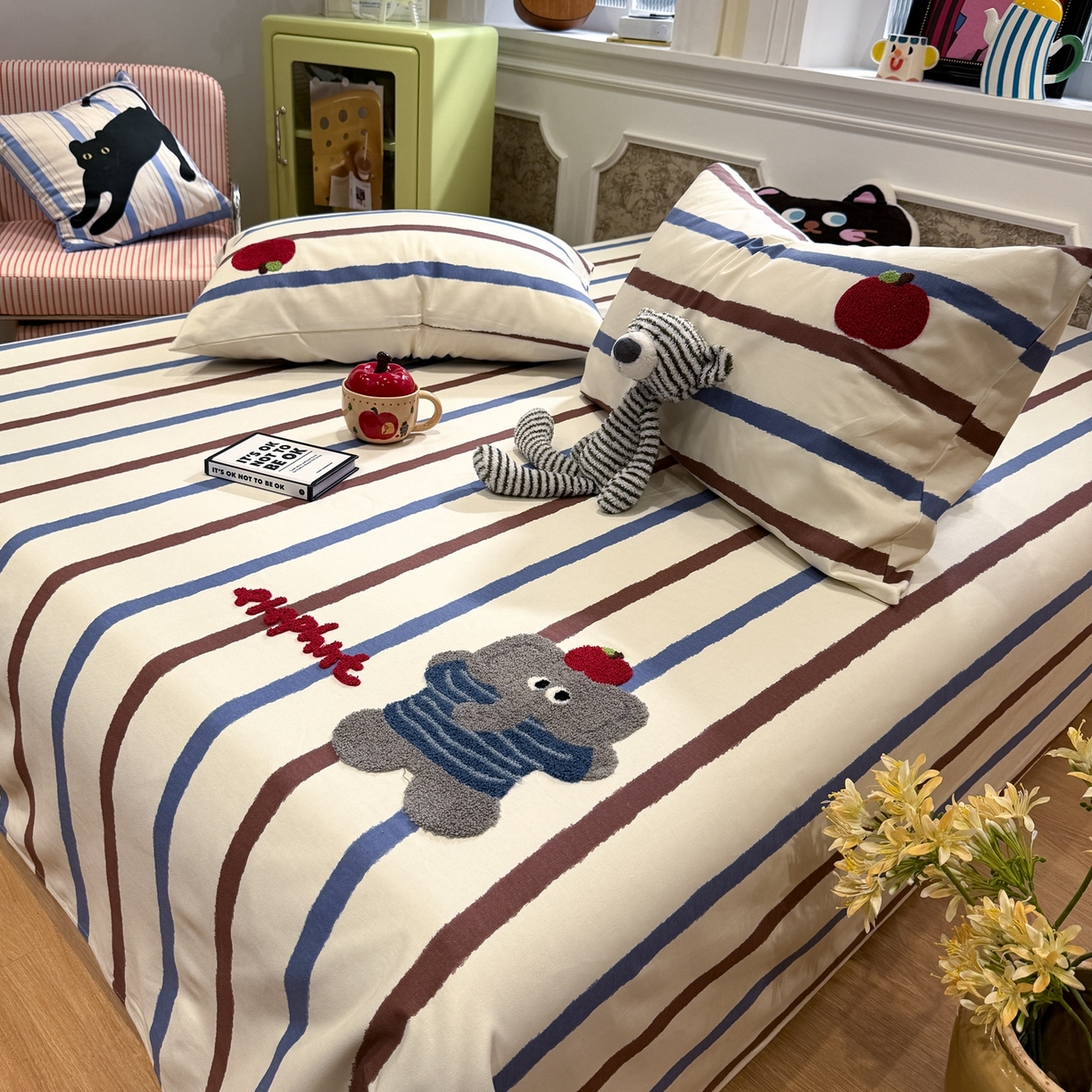 91家纺网 家纺一手货源 找家纺 觅糖家纺 2026新款大版卡通毛巾绣老粗布凉席席子系列 调皮小象