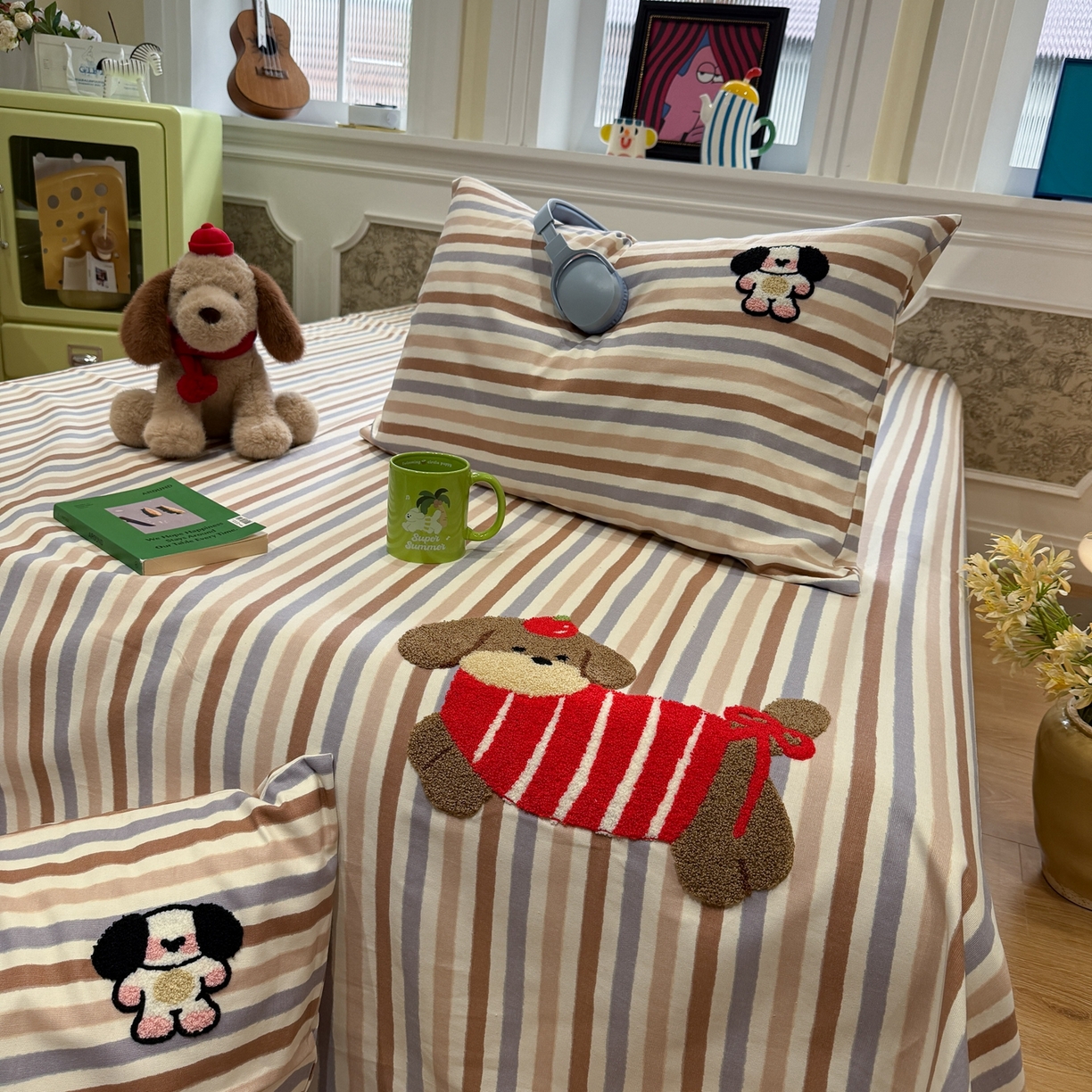 91家纺网 家纺一手货源 找家纺 觅糖家纺 2026新款大版卡通毛巾绣老粗布凉席席子系列 生日聚会