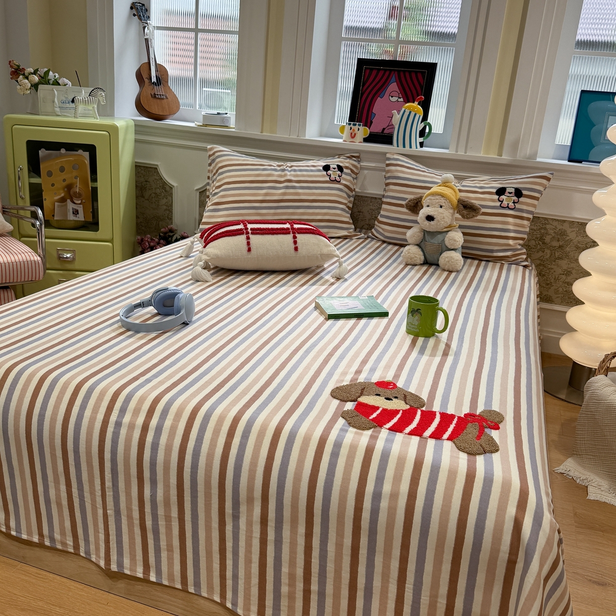 91家纺网 家纺一手货源 找家纺 觅糖家纺 2026新款大版卡通毛巾绣老粗布凉席席子系列 生日聚会