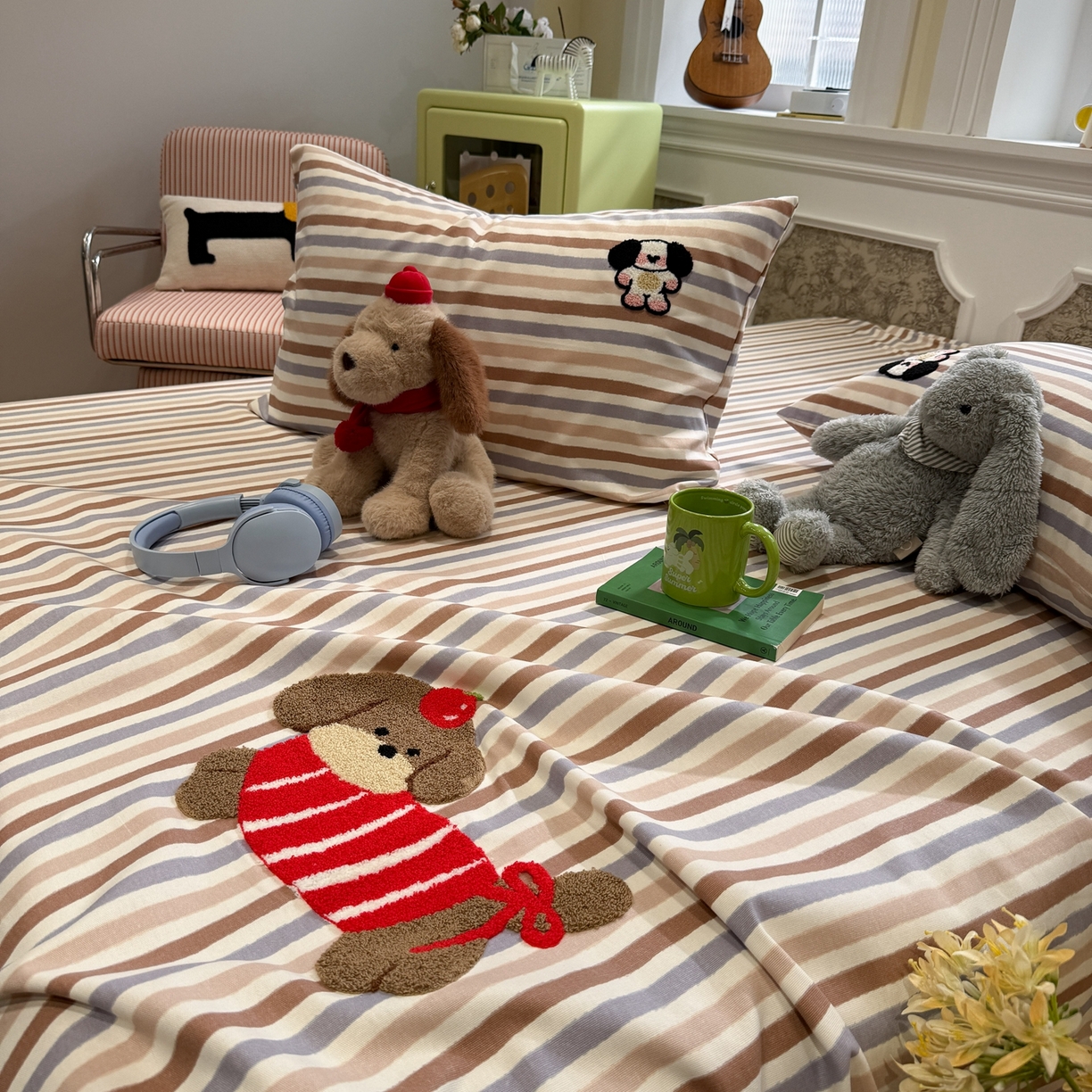 91家纺网 家纺一手货源 找家纺 觅糖家纺 2026新款大版卡通毛巾绣老粗布凉席席子系列 生日聚会