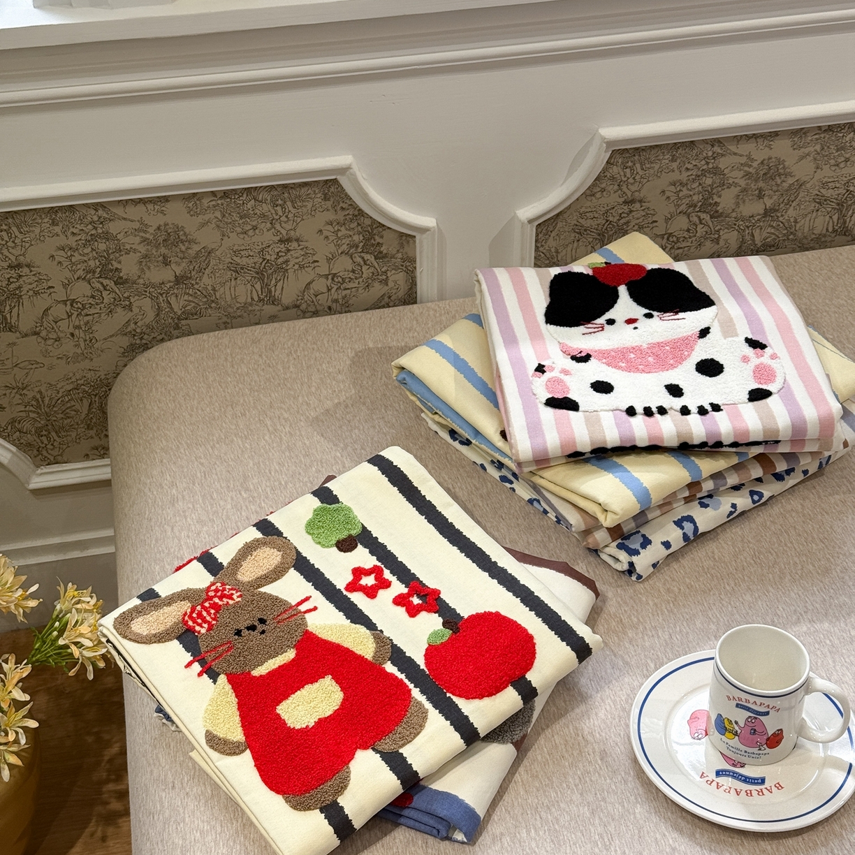 91家纺网 家纺一手货源 找家纺 觅糖家纺 2026新款大版卡通毛巾绣老粗布凉席席子系列 组合图