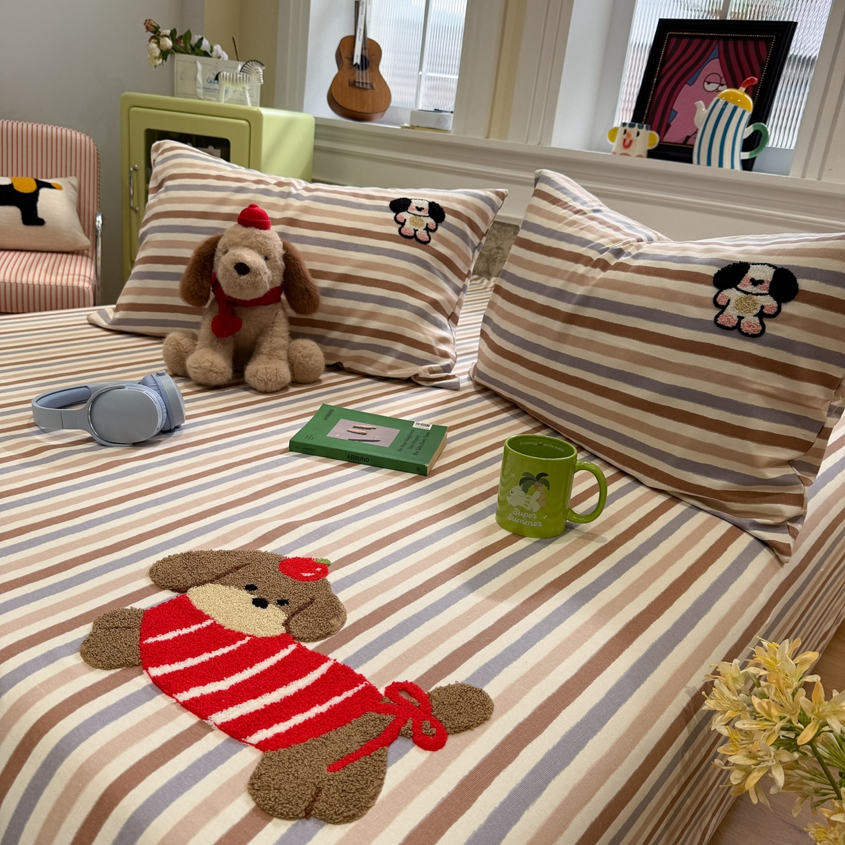 91家纺网 家纺一手货源 找家纺 觅糖家纺 2026新款大版卡通毛巾绣老粗布凉席席子系列 生日聚会