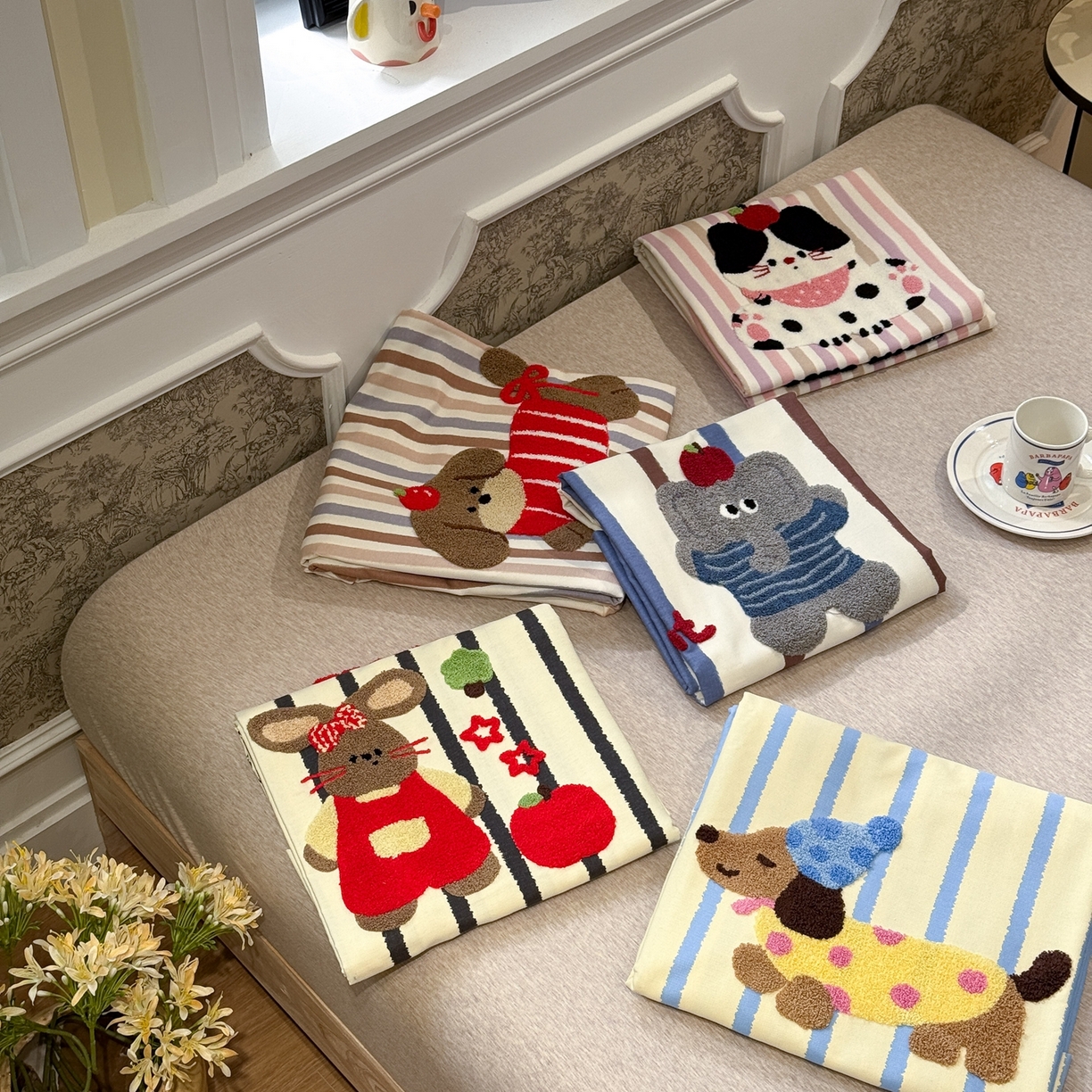 91家纺网 家纺一手货源 找家纺 觅糖家纺 2026新款大版卡通毛巾绣老粗布凉席席子系列 组合图