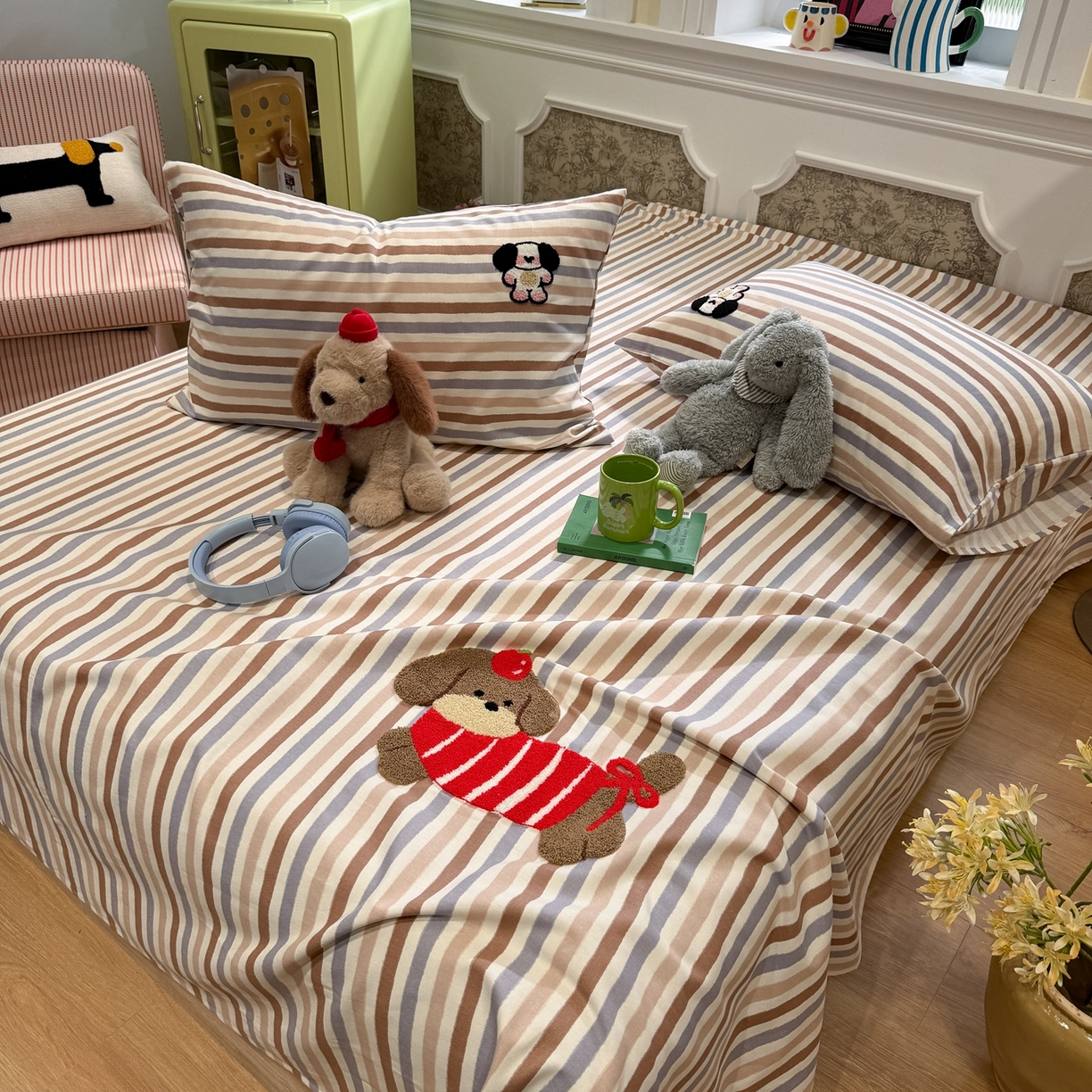 91家纺网 家纺一手货源 找家纺 觅糖家纺 2026新款大版卡通毛巾绣老粗布凉席席子系列 生日聚会