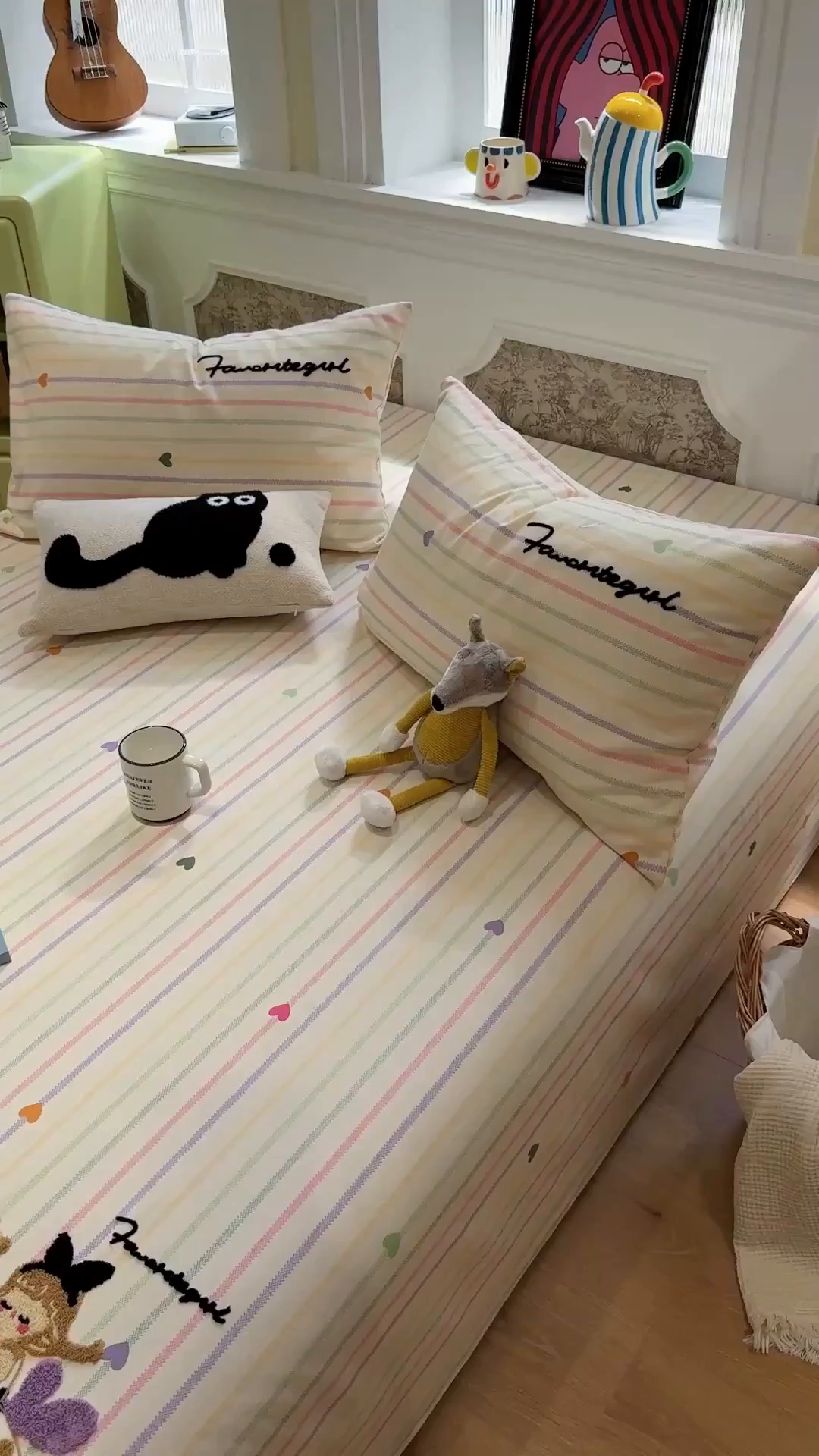 91家纺网 家纺一手货源 找家纺 觅糖家纺 2026新款大版卡通毛巾绣老粗布凉席席子系列 好梦少女