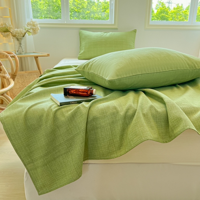 91家纺网 家纺一手货源 找家纺 爱彼家纺 2026新款细沙工艺款亲肤柔软粗布组合系列 新清嫩绿