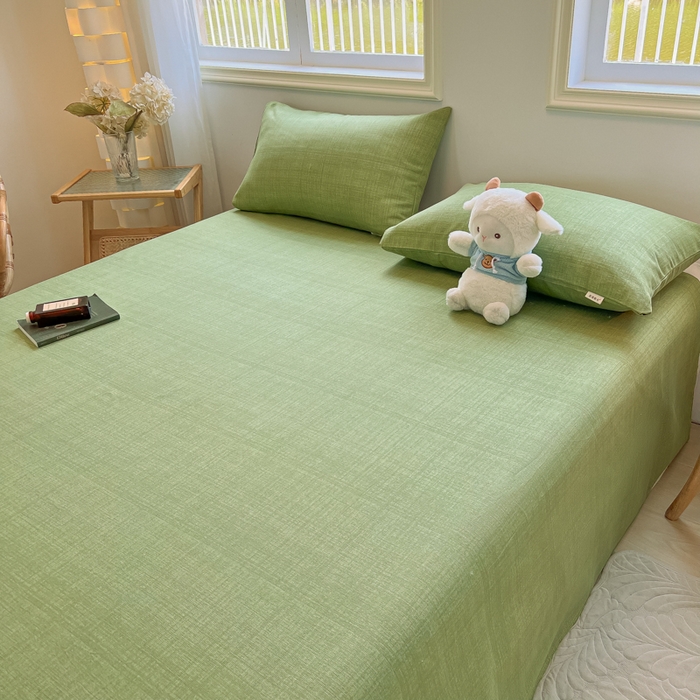 91家纺网 家纺一手货源 找家纺 爱彼家纺 2026新款细沙工艺款亲肤柔软粗布组合系列 新清嫩绿