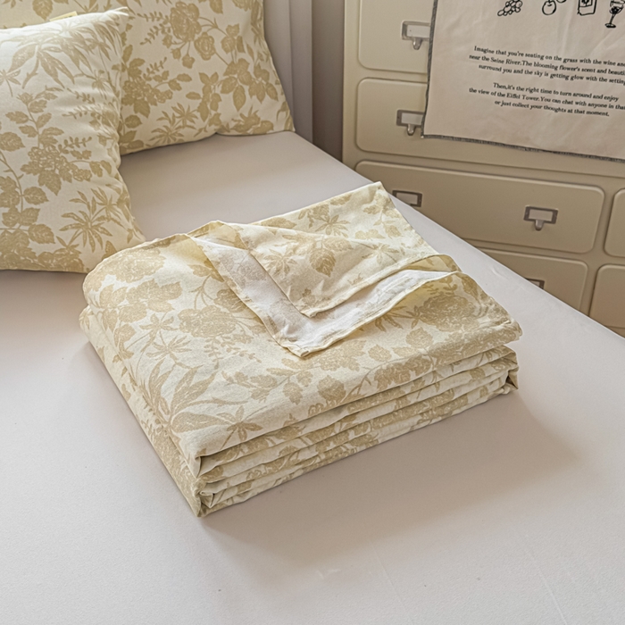 91家纺网 家纺一手货源 找家纺 爱彼家纺 2026新款细沙工艺款亲肤柔软粗布组合系列 叶影