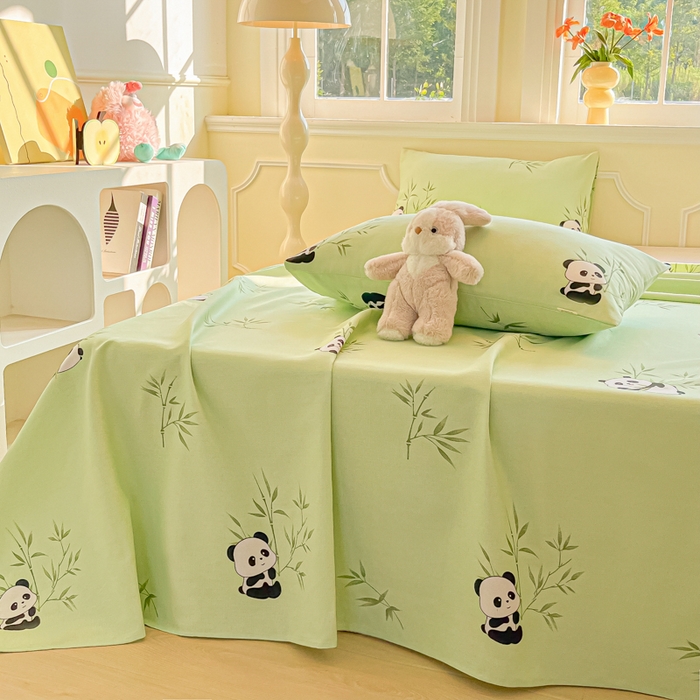 91家纺网 家纺一手货源 找家纺 爱彼家纺 2026新款细沙工艺款亲肤柔软粗布组合系列 竹小熊