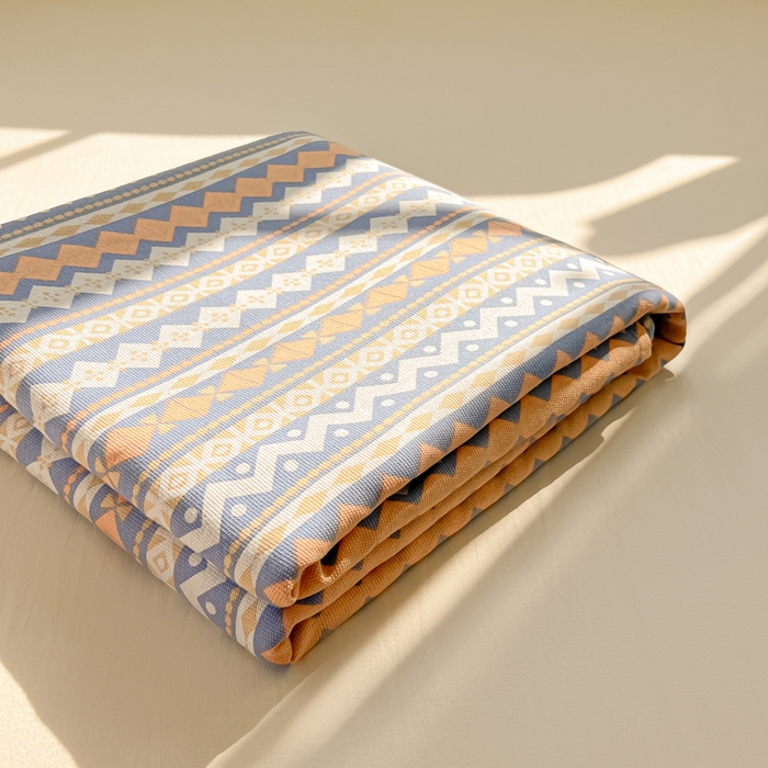 91家纺网 家纺一手货源 找家纺 爱彼家纺 2026新款细沙工艺款亲肤柔软粗布组合系列 向往蓝条