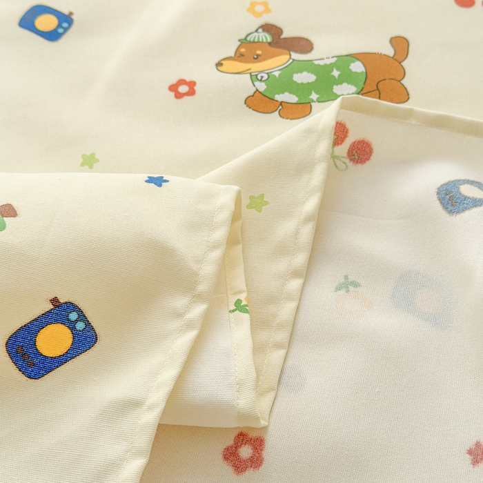 91家纺网 家纺一手货源 找家纺 爱彼家纺 2026新款细沙工艺款亲肤柔软粗布组合系列 甜樱萌犬