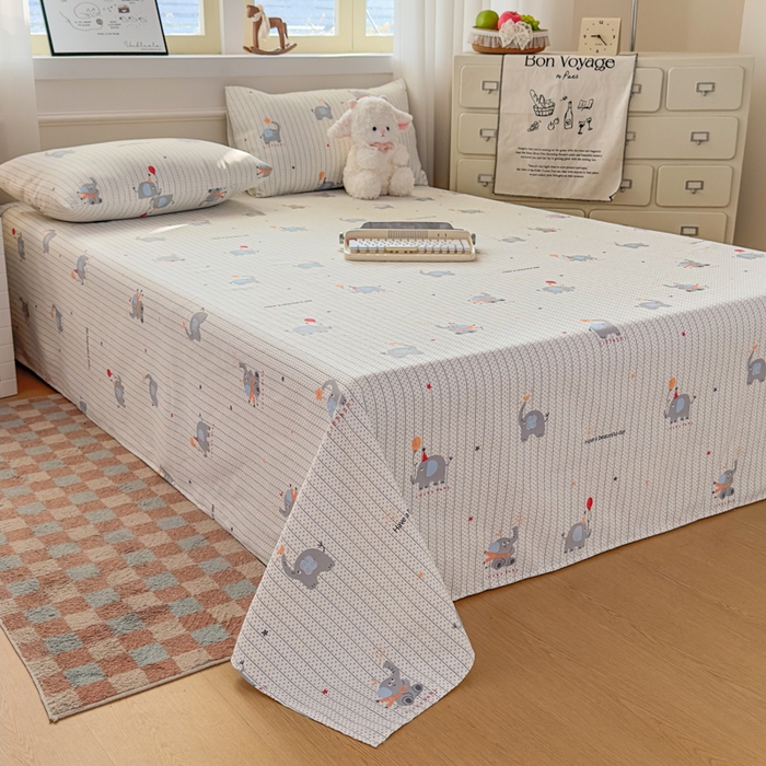 91家纺网 家纺一手货源 找家纺 爱彼家纺 2026新款细沙工艺款亲肤柔软粗布组合系列 元气小象