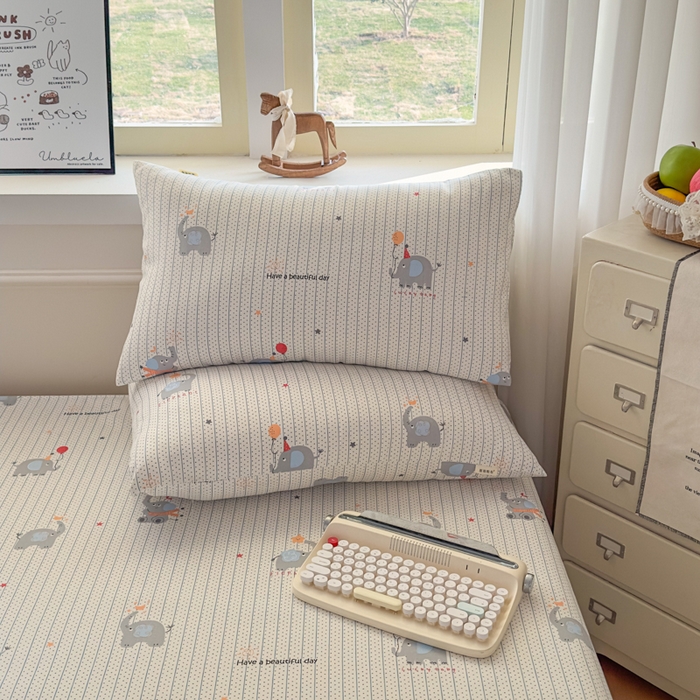 91家纺网 家纺一手货源 找家纺 爱彼家纺 2026新款细沙工艺款亲肤柔软粗布组合系列 元气小象