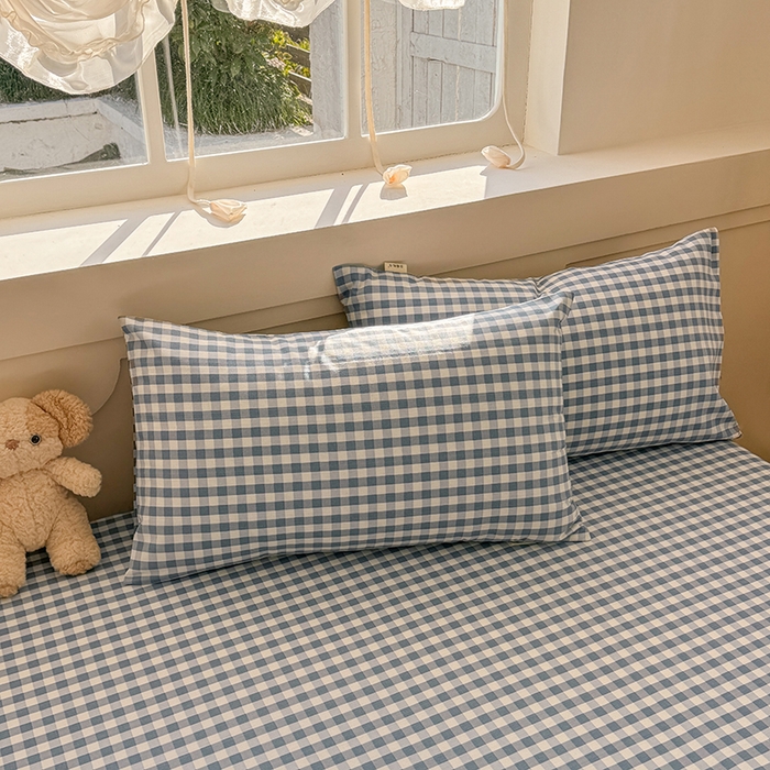 91家纺网 家纺一手货源 找家纺 爱彼家纺 2026新款细沙工艺款亲肤柔软粗布组合系列 暖阳-天蓝格