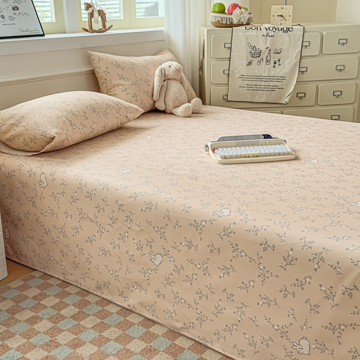 91家纺网 家纺一手货源 找家纺 爱彼家纺 2026新款细沙工艺款亲肤柔软粗布组合系列 林间小兔