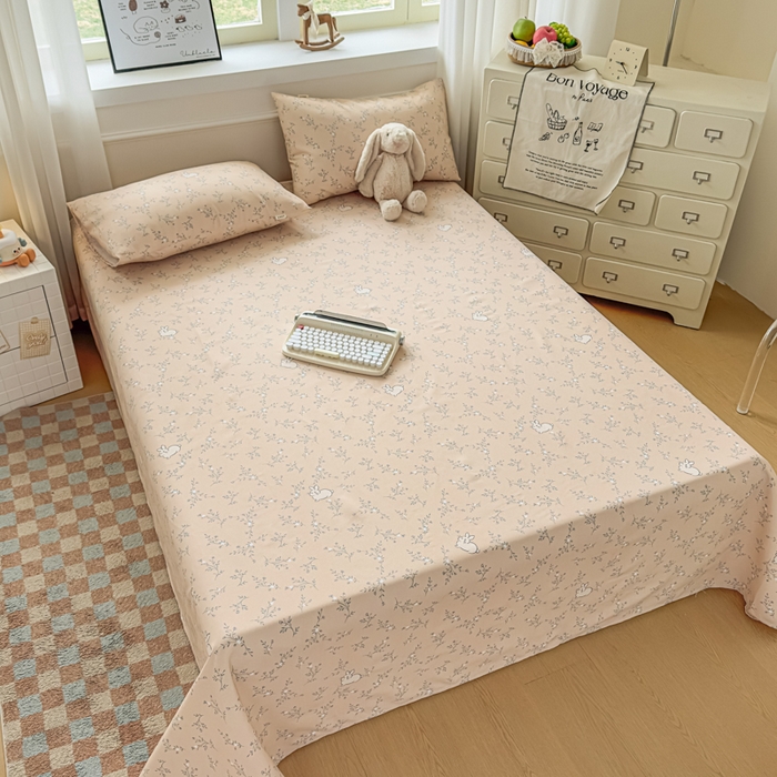 91家纺网 家纺一手货源 找家纺 爱彼家纺 2026新款细沙工艺款亲肤柔软粗布组合系列 林间小兔