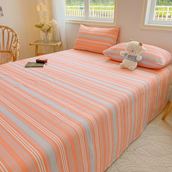 91家纺网 家纺一手货源 找家纺 爱彼家纺 2026新款细沙工艺款亲肤柔软粗布组合系列 桔灰细条