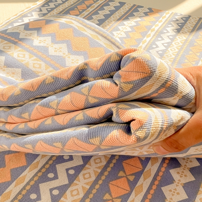 91家纺网 家纺一手货源 找家纺 爱彼家纺 2026新款细沙工艺款亲肤柔软粗布组合系列 向往蓝条