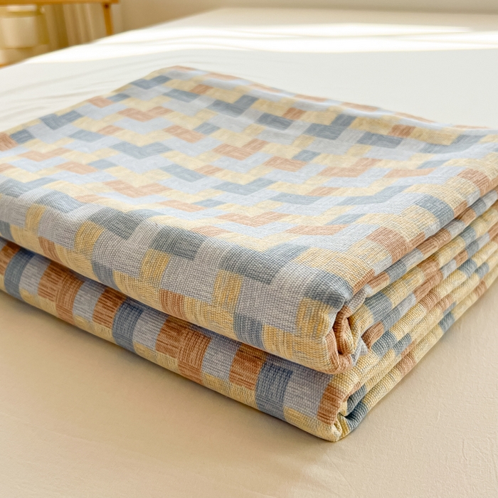 91家纺网 家纺一手货源 找家纺 爱彼家纺 2026新款细沙工艺款亲肤柔软粗布组合系列 棋盘格