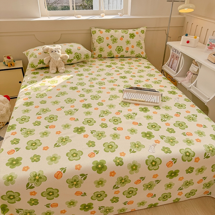 91家纺网 家纺一手货源 找家纺 爱彼家纺 2026新款细沙工艺款亲肤柔软粗布组合系列 绿果花香