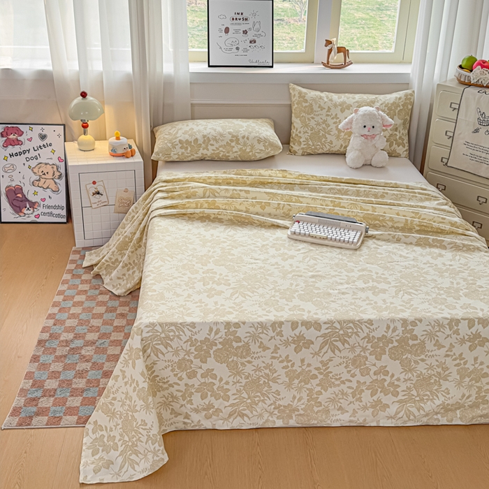 91家纺网 家纺一手货源 找家纺 爱彼家纺 2026新款细沙工艺款亲肤柔软粗布组合系列 叶影