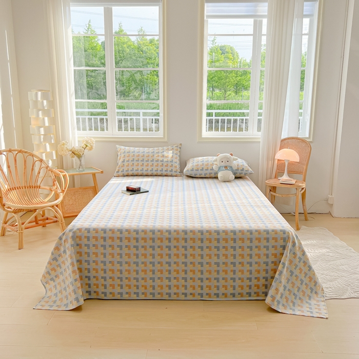 91家纺网 家纺一手货源 找家纺 爱彼家纺 2026新款细沙工艺款亲肤柔软粗布组合系列 棋盘格