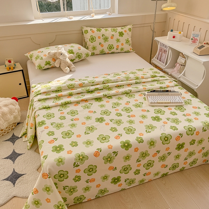 91家纺网 家纺一手货源 找家纺 爱彼家纺 2026新款细沙工艺款亲肤柔软粗布组合系列 绿果花香