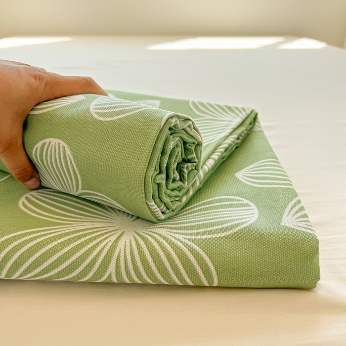 91家纺网 家纺一手货源 找家纺 爱彼家纺 2026新款细沙工艺款亲肤柔软粗布组合系列 花清舞绿