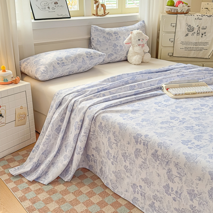 91家纺网 家纺一手货源 找家纺 爱彼家纺 2026新款细沙工艺款亲肤柔软粗布组合系列 青花江水