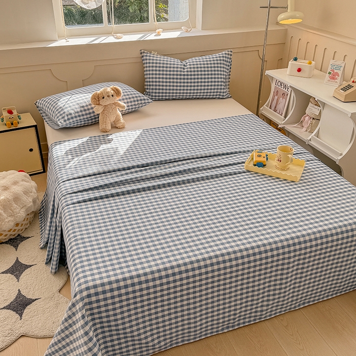 91家纺网 家纺一手货源 找家纺 爱彼家纺 2026新款细沙工艺款亲肤柔软粗布组合系列 暖阳-天蓝格