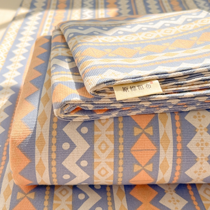 91家纺网 家纺一手货源 找家纺 爱彼家纺 2026新款细沙工艺款亲肤柔软粗布组合系列 向往蓝条