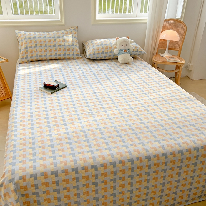 91家纺网 家纺一手货源 找家纺 爱彼家纺 2026新款细沙工艺款亲肤柔软粗布组合系列 棋盘格