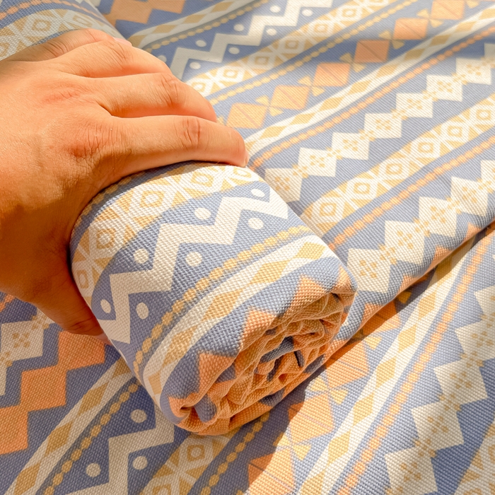 91家纺网 家纺一手货源 找家纺 爱彼家纺 2026新款细沙工艺款亲肤柔软粗布组合系列 向往蓝条