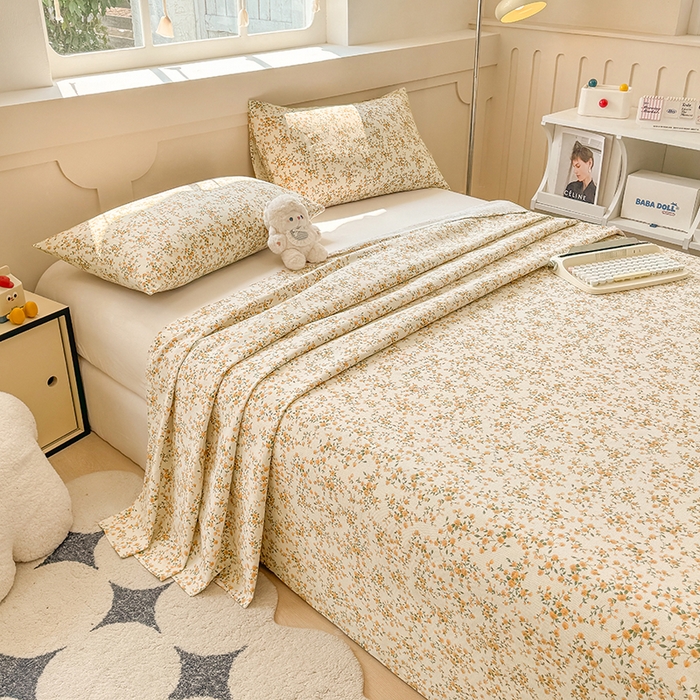 91家纺网 家纺一手货源 找家纺 爱彼家纺 2026新款细沙工艺款亲肤柔软粗布组合系列 锦绣花舞