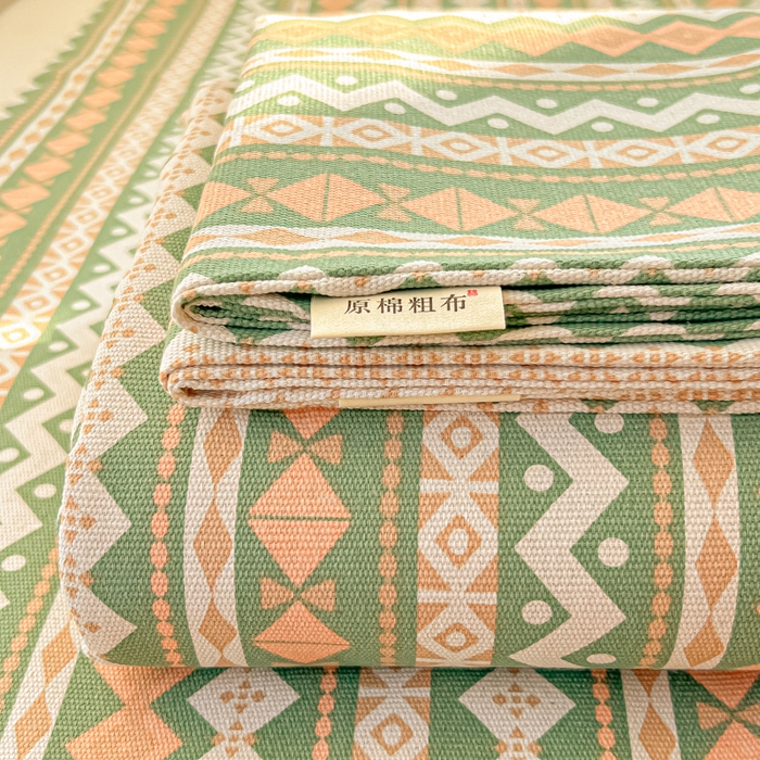 91家纺网 家纺一手货源 找家纺 爱彼家纺 2026新款细沙工艺款亲肤柔软粗布组合系列 向往条绿