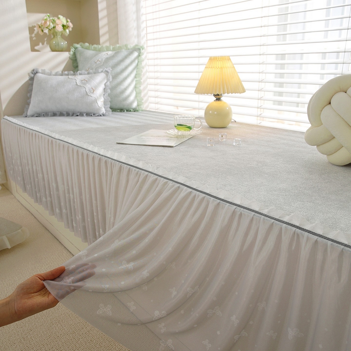 91家纺网 家纺一手货源 找家纺 （总）共鸣沙发垫 2026新款冰豆豆素雅飘窗垫系列