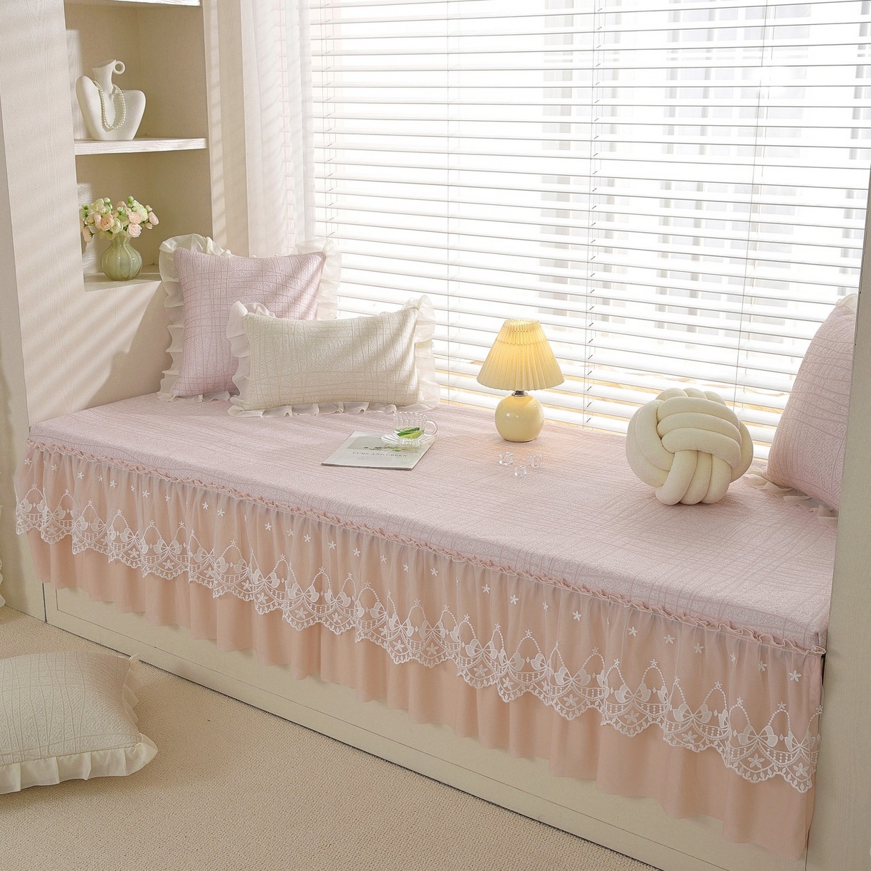 共鸣沙发垫 2026新款冰豆豆条纹5厘米海绵飘窗垫系列 冰豆条纹粉色