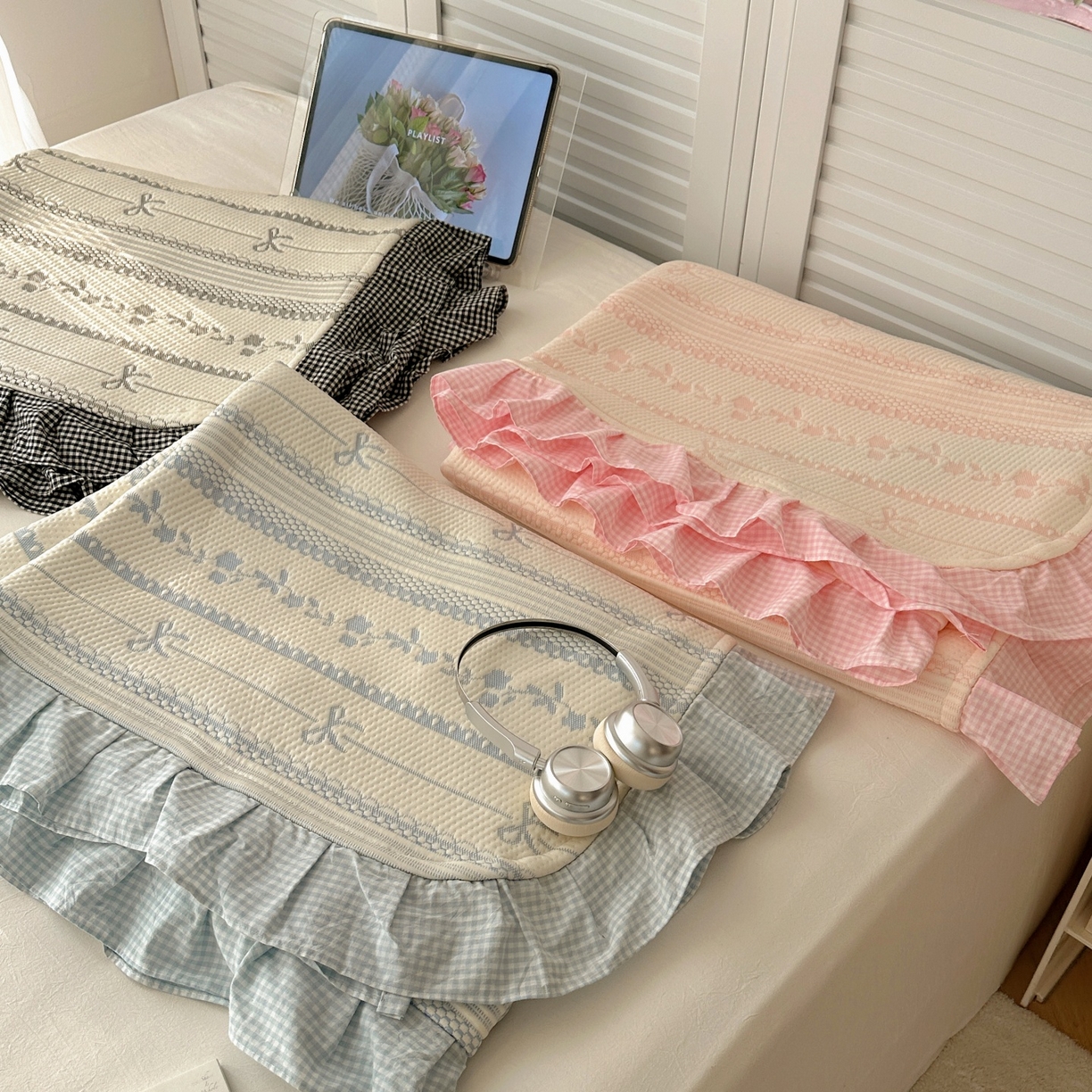 91家纺网 家纺一手货源 找家纺 （总）桃子家居 2026新款A类韩版全棉色织花边工艺提花PE凉感凉席席子凉席三件套系列