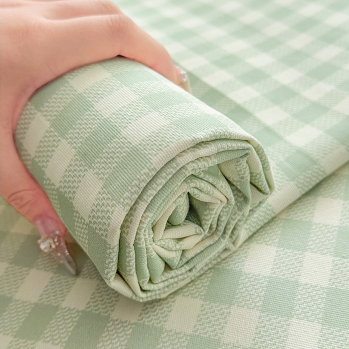 91家纺网 家纺一手货源 找家纺 爱彼家纺 2026新款热卖系列老粗布床单床单三件套凉席 格子绿