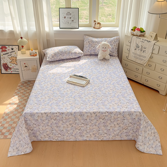 91家纺网 家纺一手货源 找家纺 爱彼家纺 2026新款热卖系列老粗布床单床单三件套凉席 紫罗