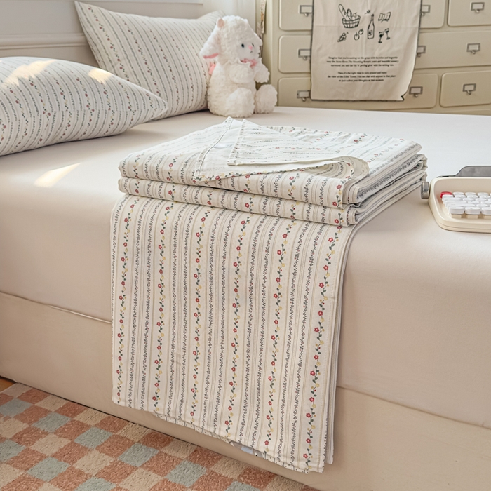 91家纺网 家纺一手货源 找家纺 爱彼家纺 2026新款热卖系列老粗布床单床单三件套凉席 花条