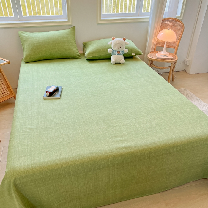 91家纺网 家纺一手货源 找家纺 爱彼家纺 2026新款热卖系列老粗布床单床单三件套凉席 新清嫩绿