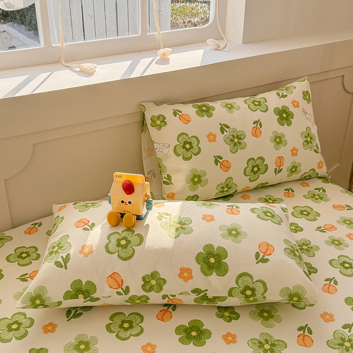 91家纺网 家纺一手货源 找家纺 爱彼家纺 2026新款热卖系列老粗布床单床单三件套凉席 绿果花香