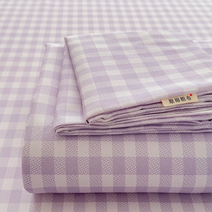 91家纺网 家纺一手货源 找家纺 爱彼家纺 2026新款热卖系列老粗布床单床单三件套凉席 格子紫
