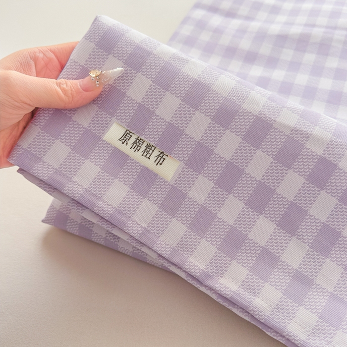 91家纺网 家纺一手货源 找家纺 爱彼家纺 2026新款热卖系列老粗布床单床单三件套凉席 格子紫