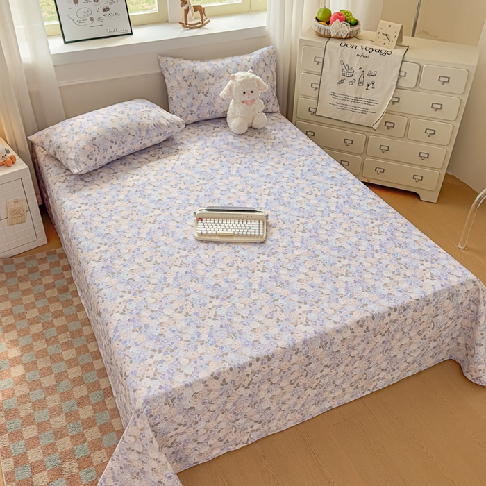 91家纺网 家纺一手货源 找家纺 爱彼家纺 2026新款热卖系列老粗布床单床单三件套凉席 紫罗